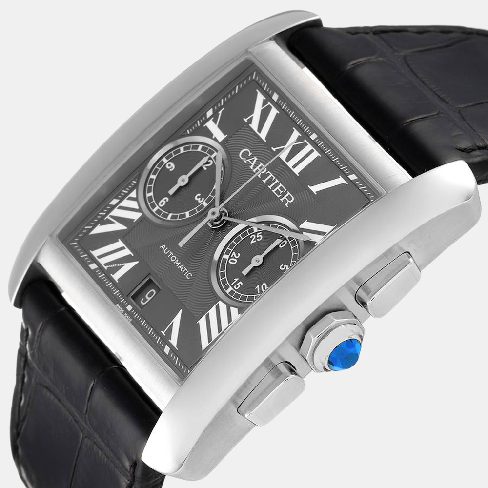 

Cartier Grey Stainless Steel Tank MC W5330008 Automatic Men's Wristwatch 34 mm
