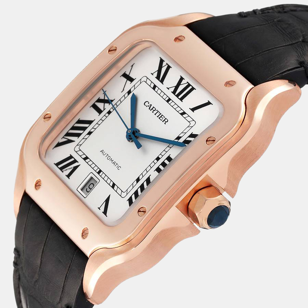 

Cartier Silver 18k Rose Gold Santos WGSA0019 Automatic Men's Wristwatch 40 mm