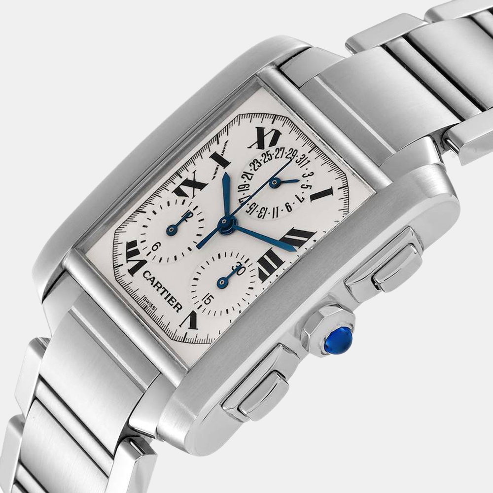 

Cartier Silver Stainless Steel Tank Francaise W51001Q3 Quartz Men's Wristwatch 28 mm