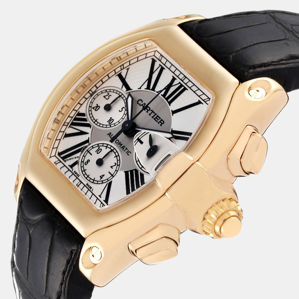 

Cartier Silver 18k Yellow Gold Roadster W62021Y3 Automatic Men's Wristwatch 43 mm