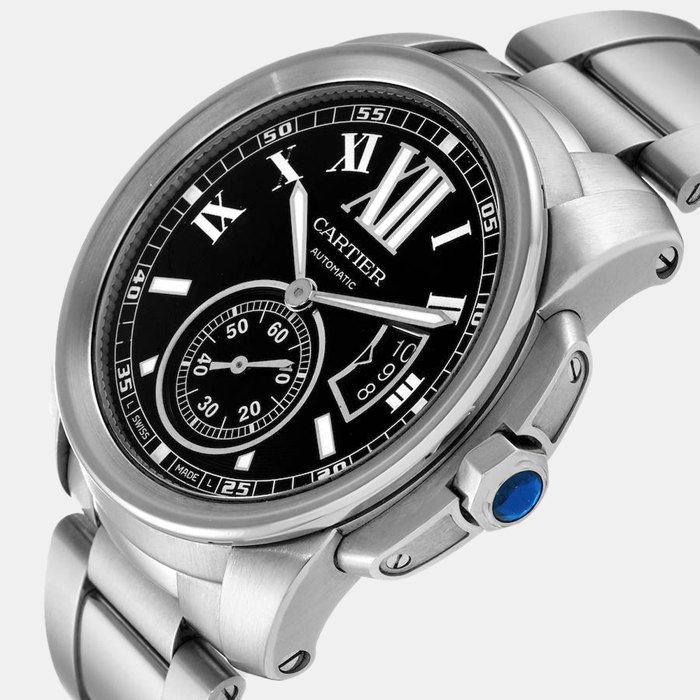 

Cartier Black Stainless Steel Calibre de Cartier W7100016 Automatic Men's Wristwatch 42 mm