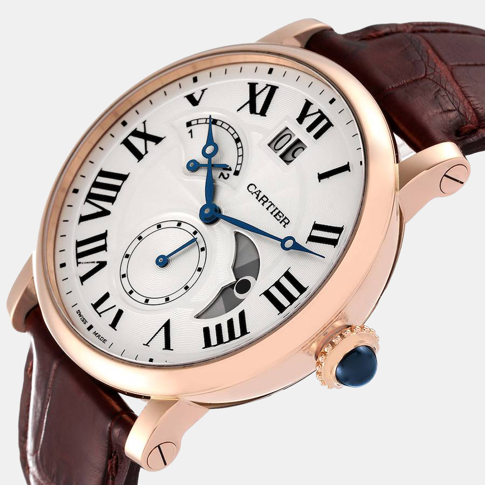 

Cartier Silver 18k Rose Gold Rotonde Retrograde W1556240 Automatic Men's Wristwatch 42 mm
