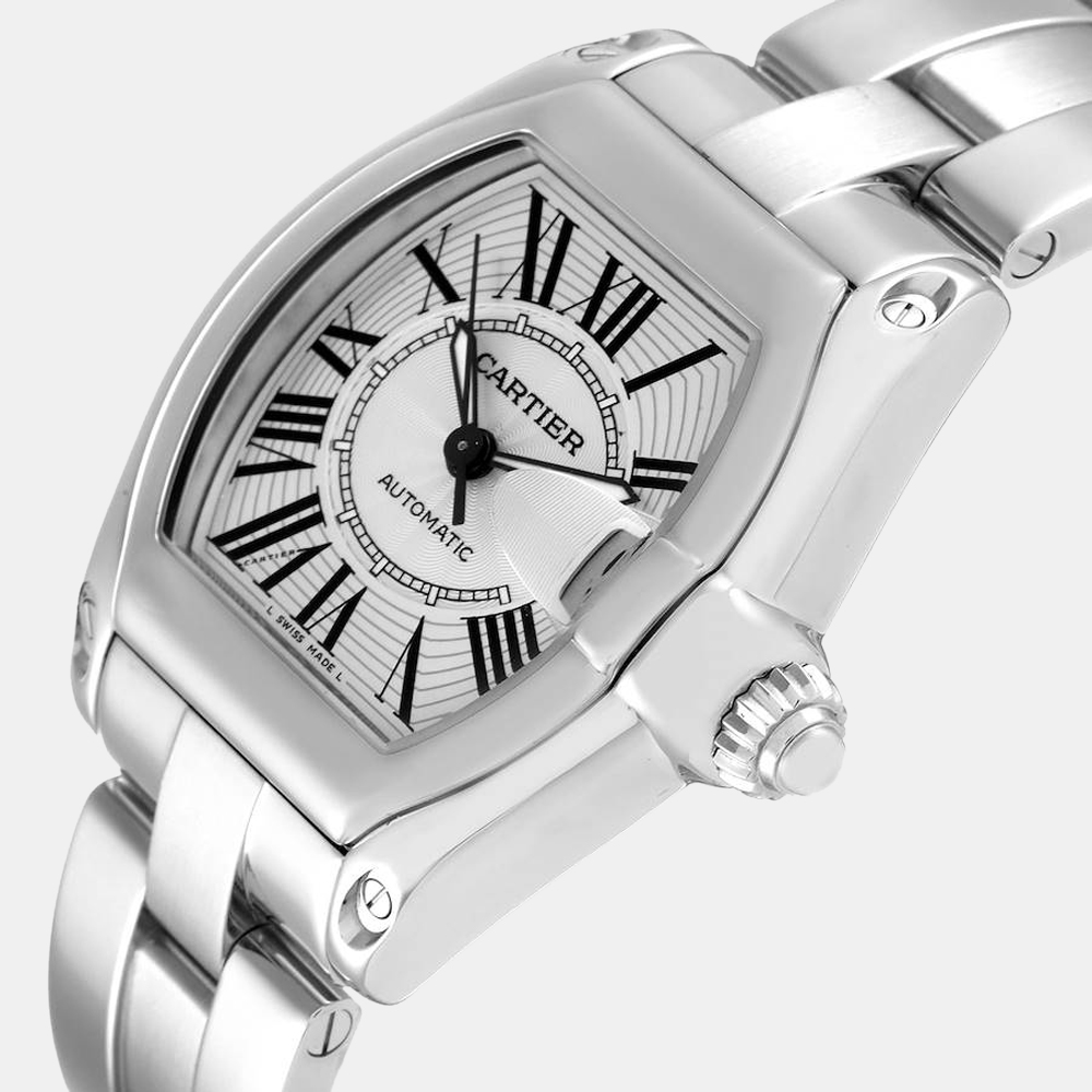 

Cartier Silver Stainless Steel Roadster W62025V3 Automatic Men's Wristwatch 38 mm