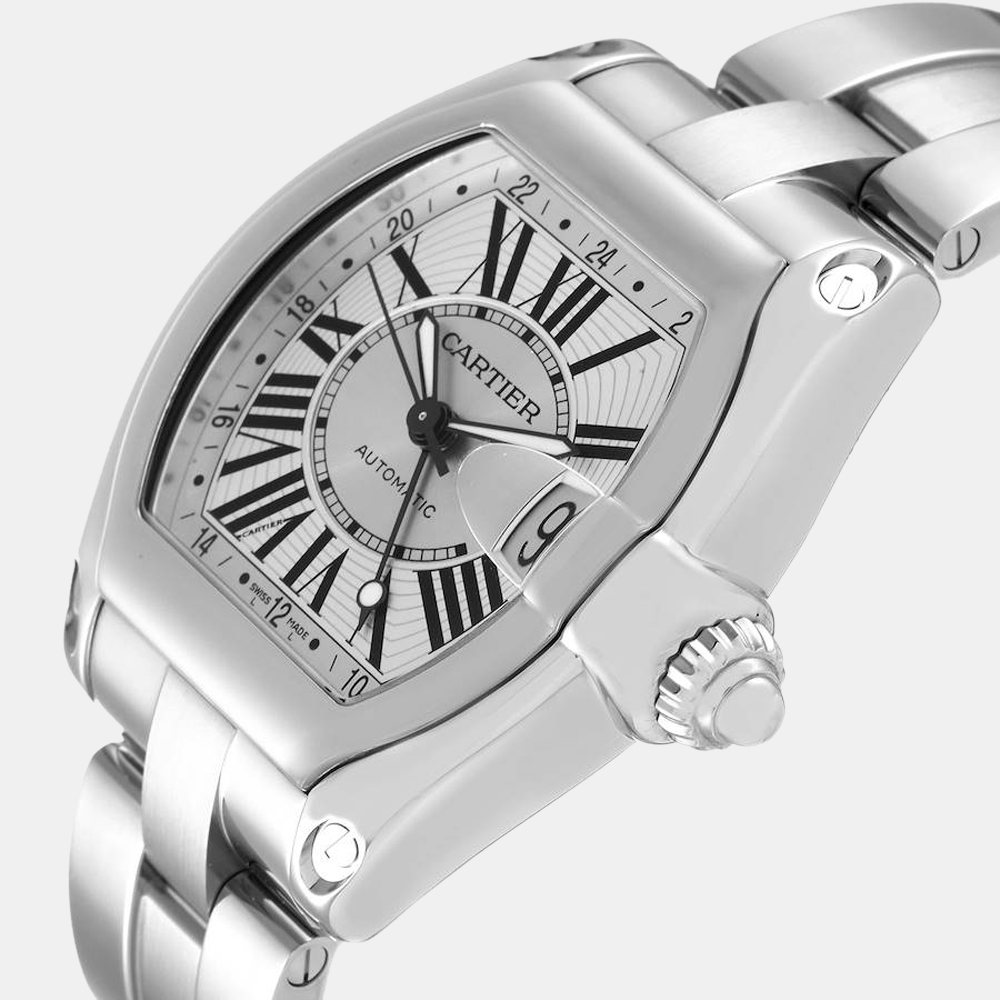 

Cartier Silver Stainless Steel Roadster W62032X6 Automatic Men's Wristwatch 43 mm