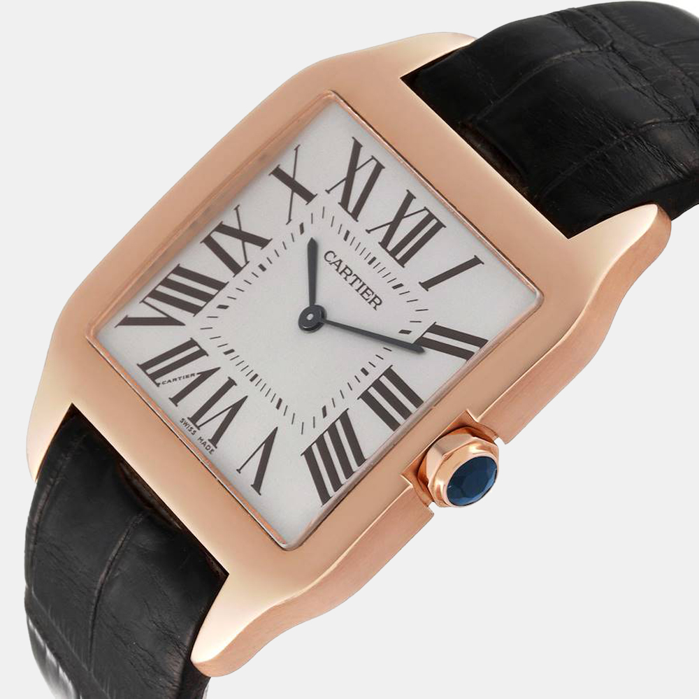 

Cartier Silver 18k Rose Gold Santos Dumont W2006951 Manual Winding Men's Wristwatch 34 mm