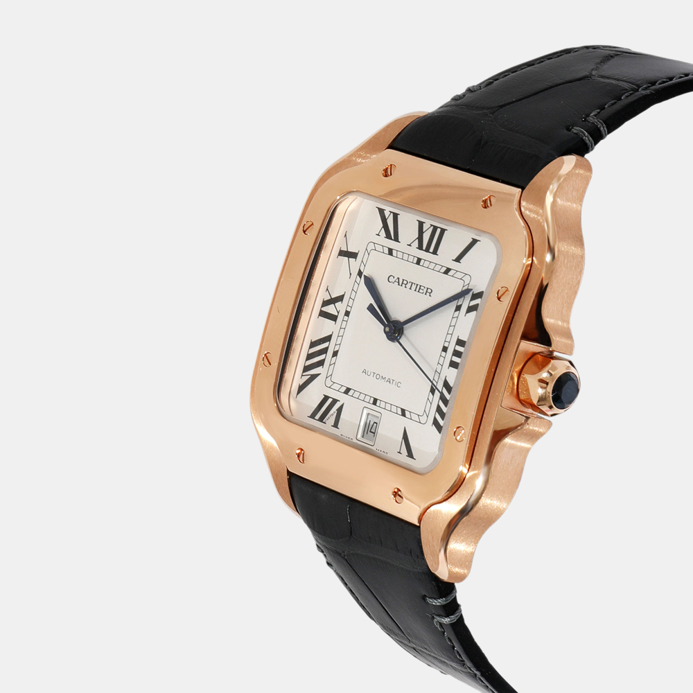 

Cartier Silver 18k Rose Gold Santos WGSA0019 Automatic Men's Wristwatch 40 mm