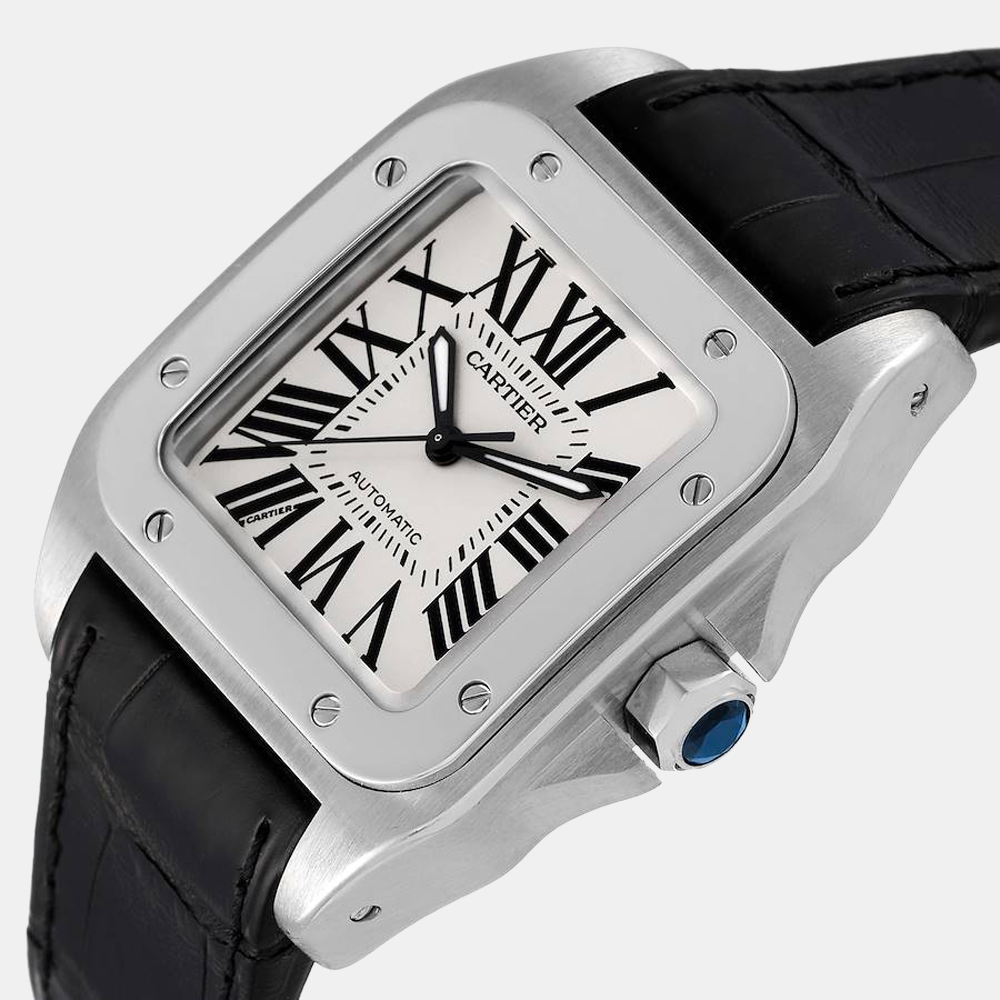 

Cartier Silver Stainless Steel Santos W20106X8 Automatic Men's Wristwatch 33 mm