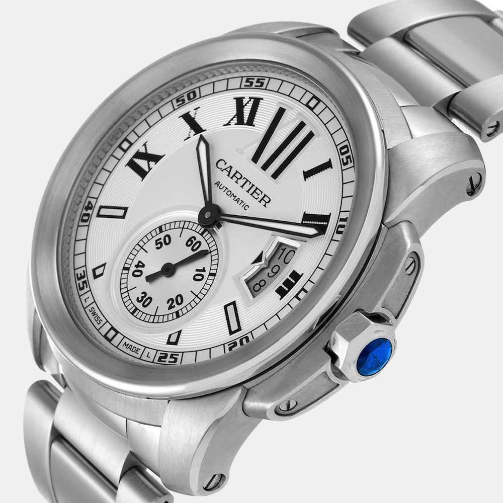 

Cartier Silver Stainless Steel Calibre de Cartier W7100015 Automatic Men's Wristwatch 42 mm