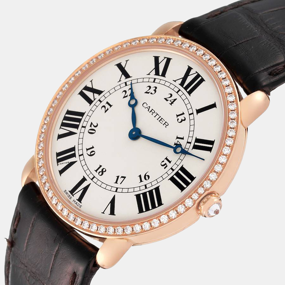 

Cartier Silver 18k Rose Gold Ronde Louis WR000651 Manual Winding Men's Wristwatch 36 mm