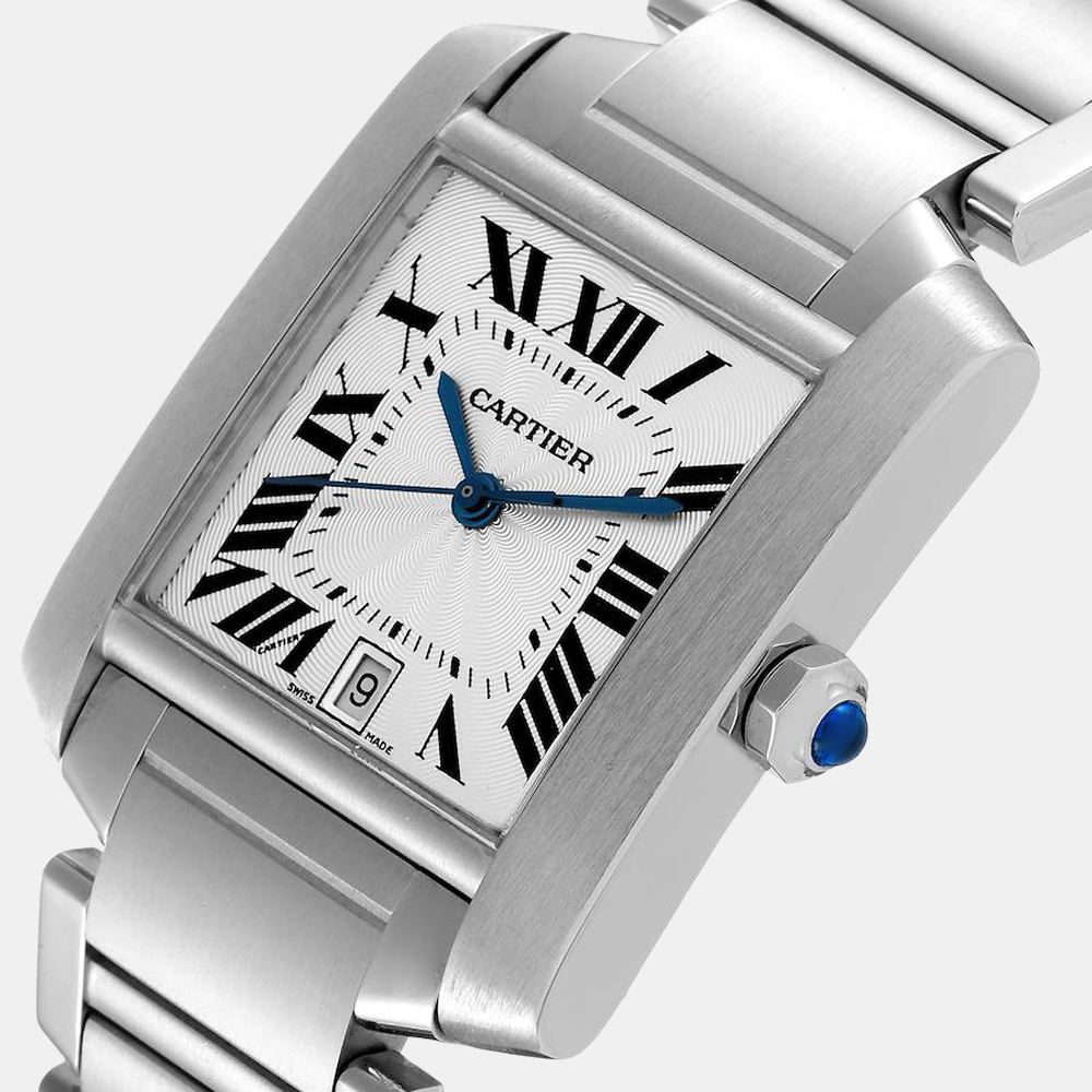 

Cartier Silver Stainless Steel Tank Francaise W51002Q3 Automatic Men's Wristwatch 28 mm