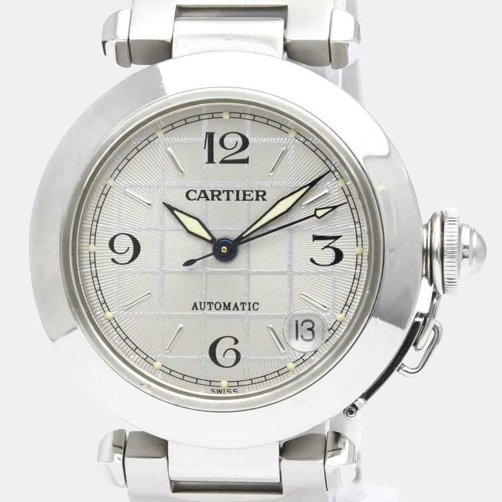 

Cartier Silver Stainless Steel Pasha C W31023M7 Automatic Men's Wristwatch 35 mm