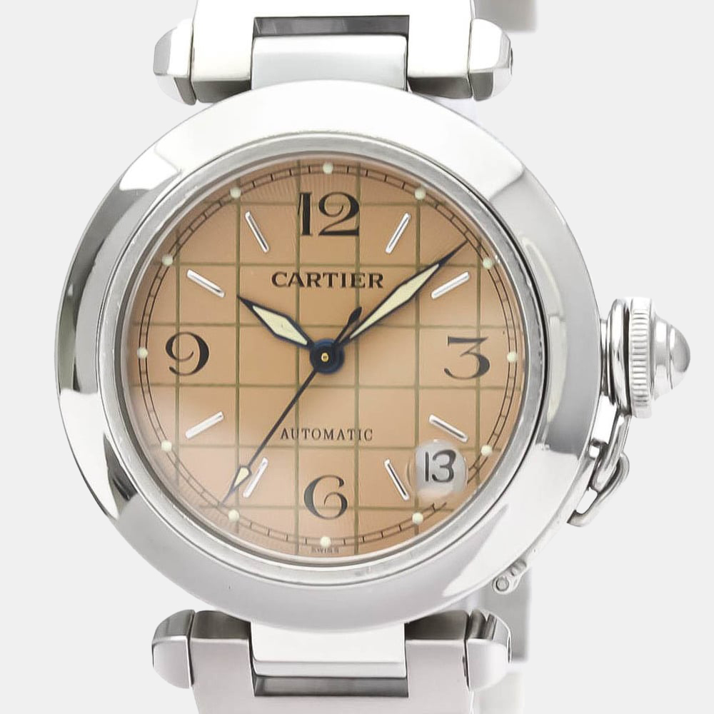 

Cartier Pink Stainless Steel Pasha C W31024M7 Automatic Men's Wristwatch 35 mm