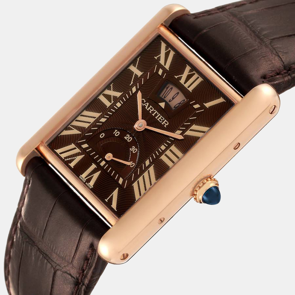 

Cartier Brown 18k Rose Gold Tank Louis W1560002 Manual Winding Men's Wristwatch 29 mm