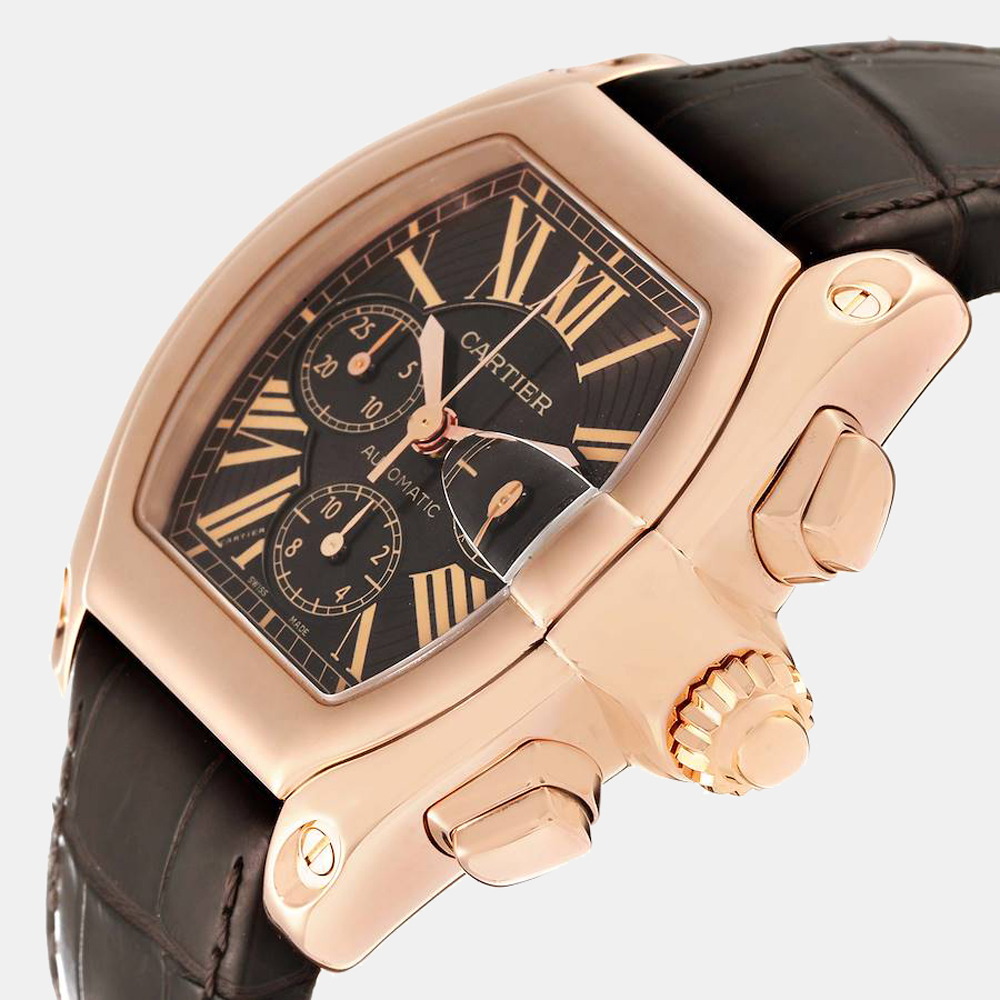 

Cartier Brown 18k Rose Gold Roadster W62042Y5 Automatic Men's Wristwatch 43 mm