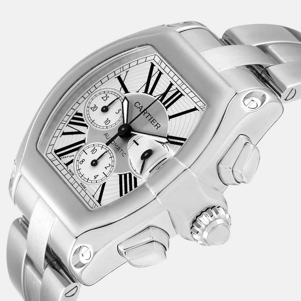 

Cartier Silver Stainless Steel Roadster W62019X6 Automatic Men's Wristwatch 43 mm