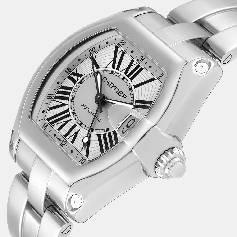 

Cartier Silver Stainless Steel Roadster W62032X6 Automatic Men's Wristwatch 43 mm