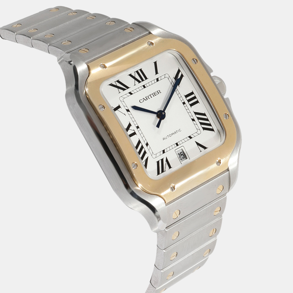 

Cartier White 18k Yellow Gold And Stainless Steel Santos W2SA0009 Automatic Men's Wristwatch 40 mm