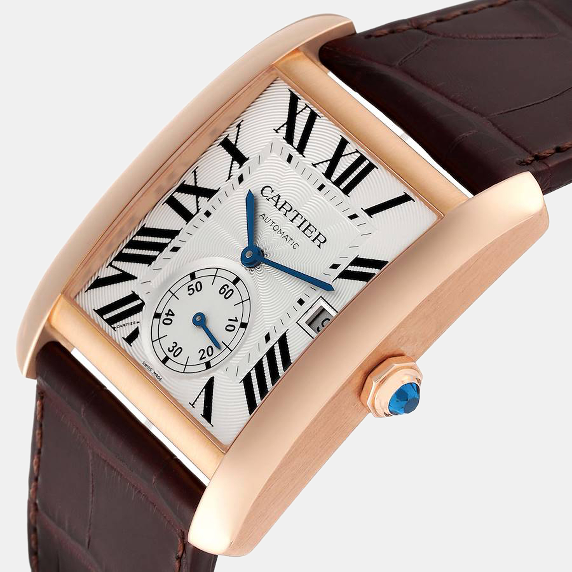 

Cartier Silver 18k Rose Gold Tank MC W5330001 Automatic Men's Wristwatch 34 mm
