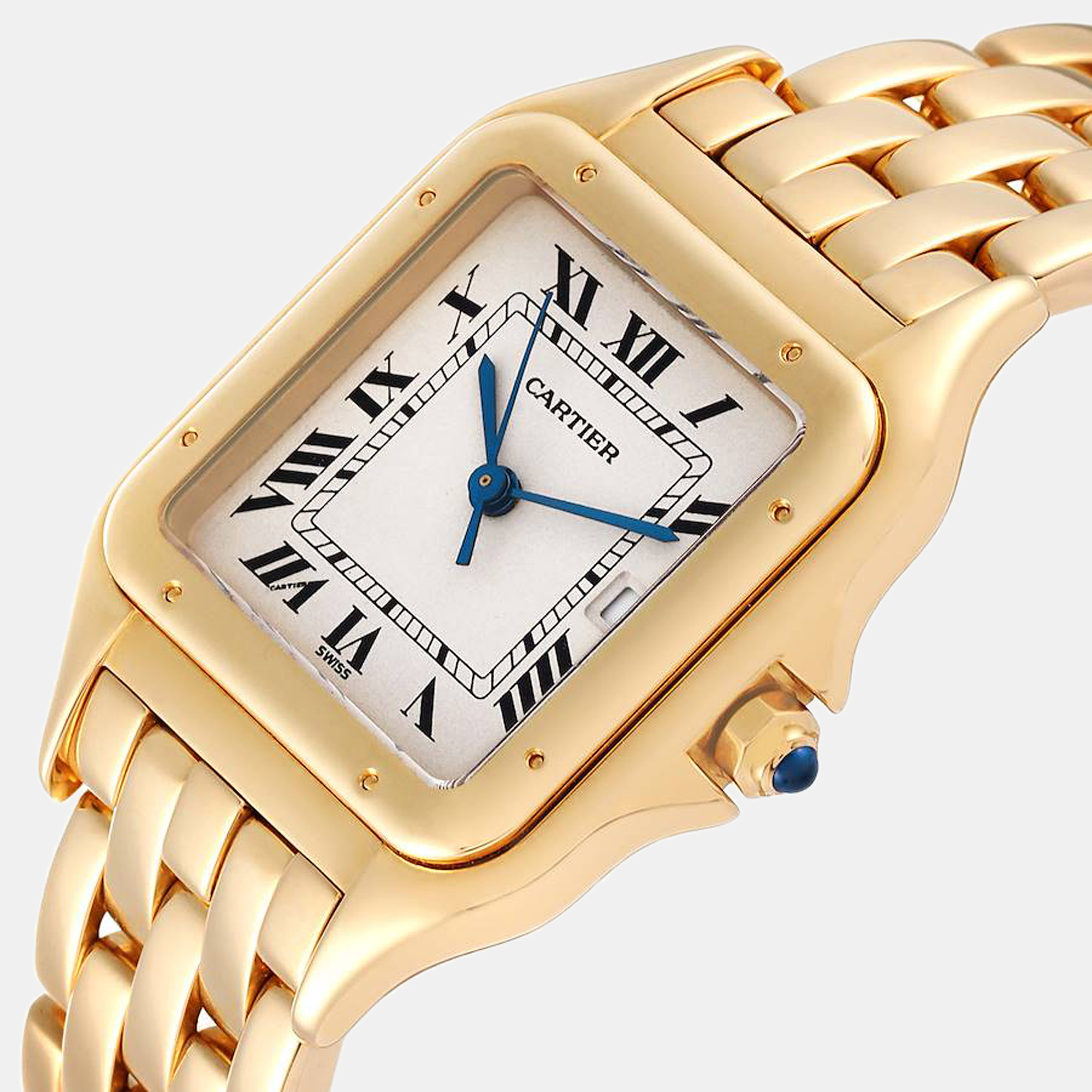 

Cartier Silver 18k Yellow Gold Panthere W25014B9 Quartz Men's Wristwatch 27 mm
