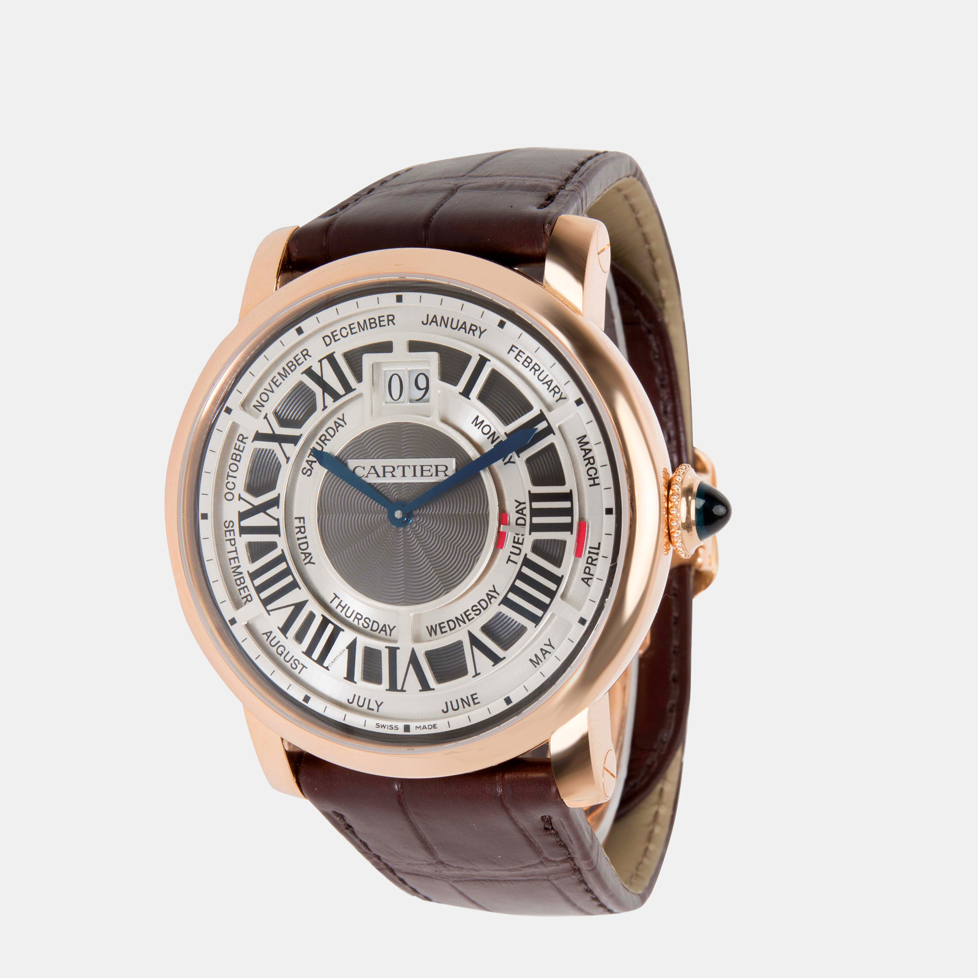 

Cartier Silver 18k Rose Gold Rotonde de Cartier W1580001 Automatic Men's Wristwatch 45 mm