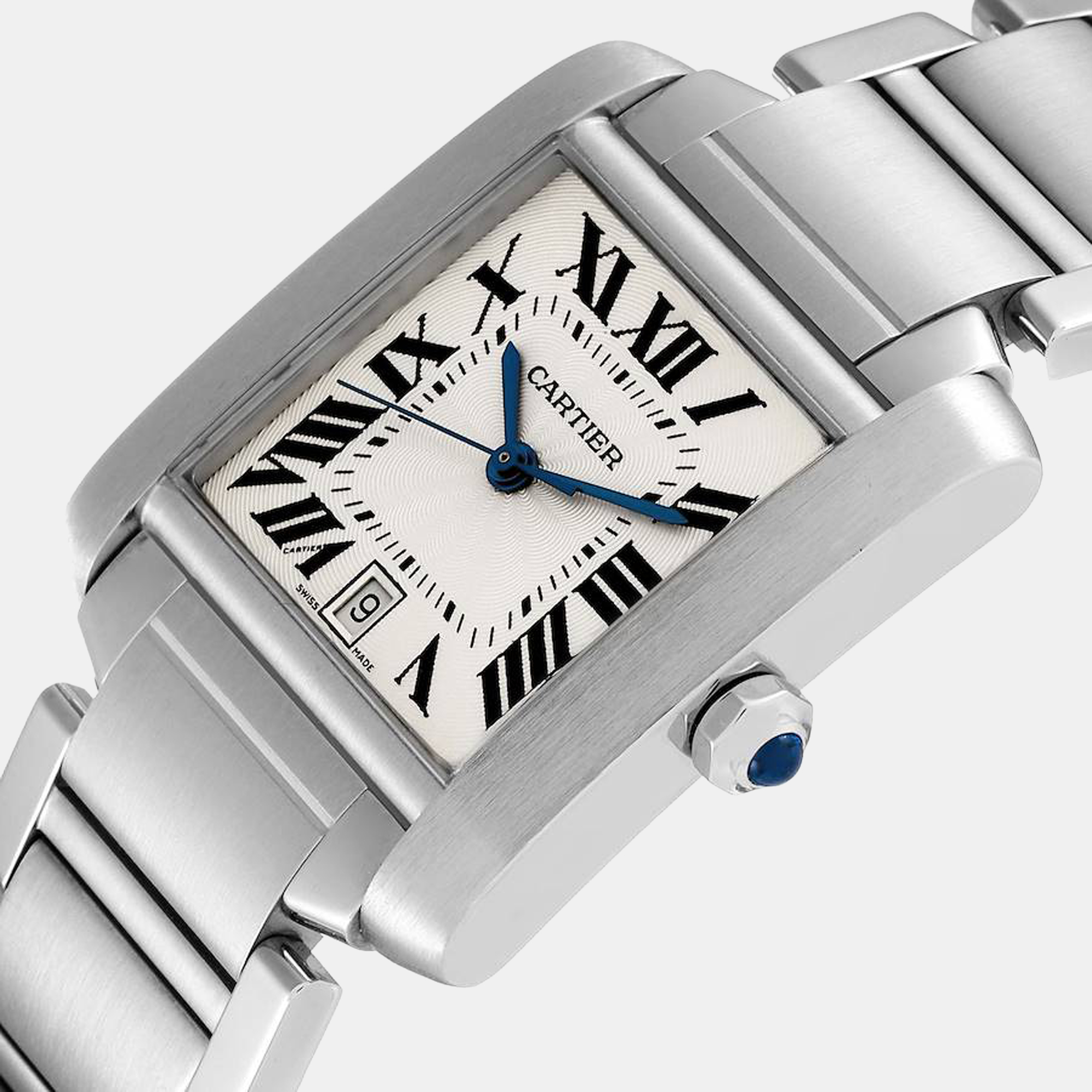 

Cartier Silver Stainless Steel Tank Francaise W51002Q3 Automatic Men's Wristwatch 28 mm