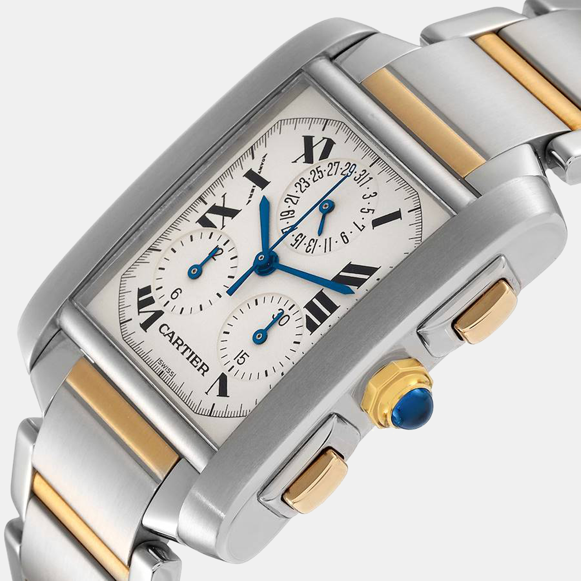 

Cartier Silver 18k Yellow Gold And Stainless Steel Tank Francaise W51004Q4 Quartz Men's Wristwatch 28 mm