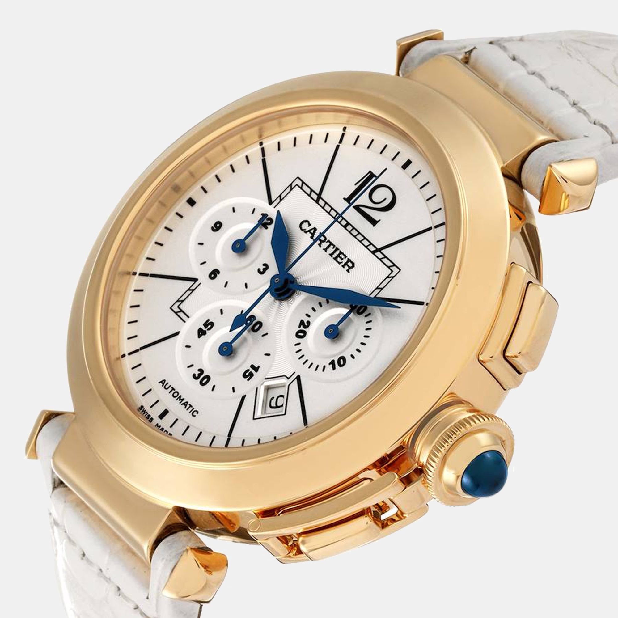 

Cartier Silver 18k Yellow Gold Pasha W3020151 Automatic Men's Wristwatch 42 mm