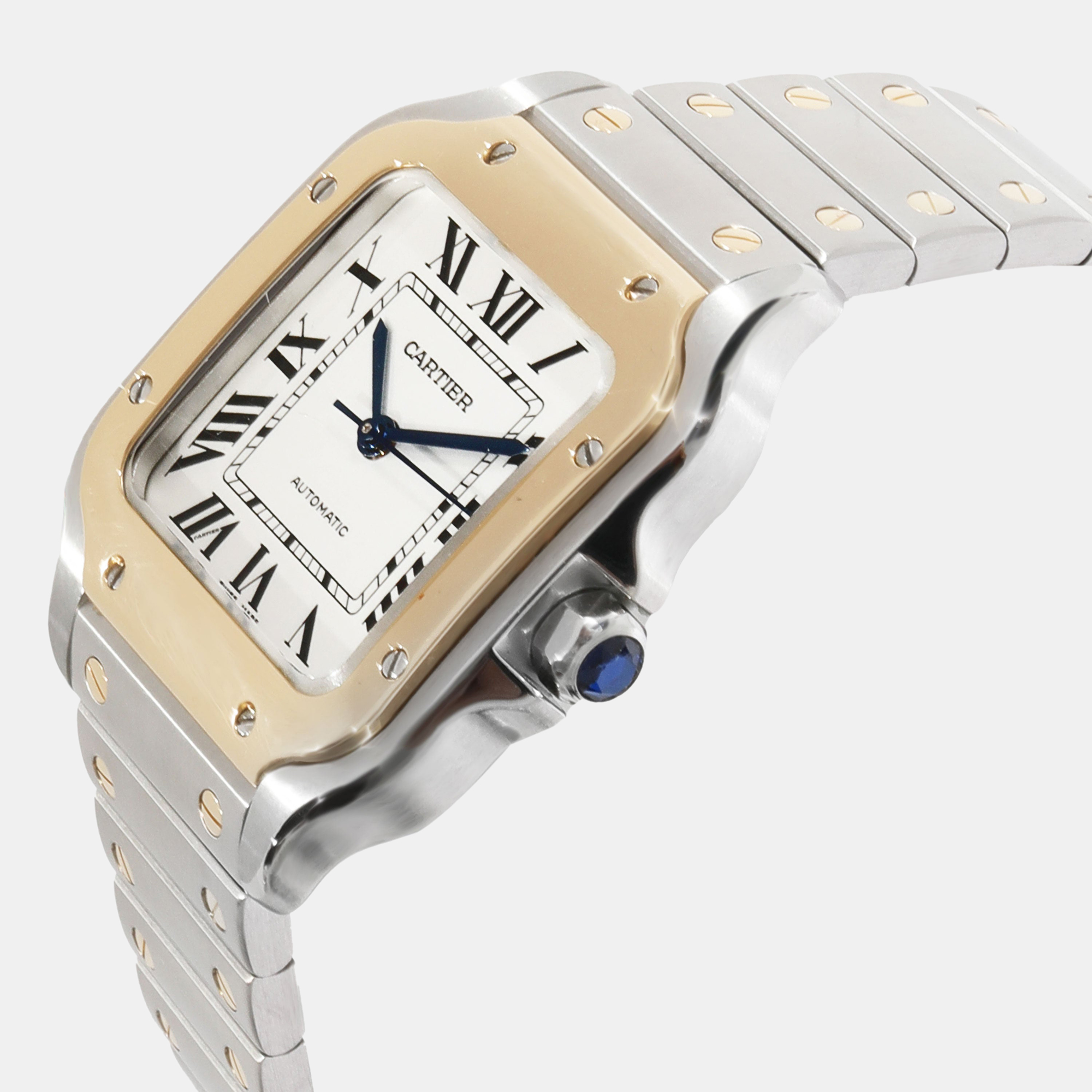 

Cartier Silver 18k Yellow Gold And Stainless Steel Santos W2SA0007 Automatic Men's Wristwatch 35 mm