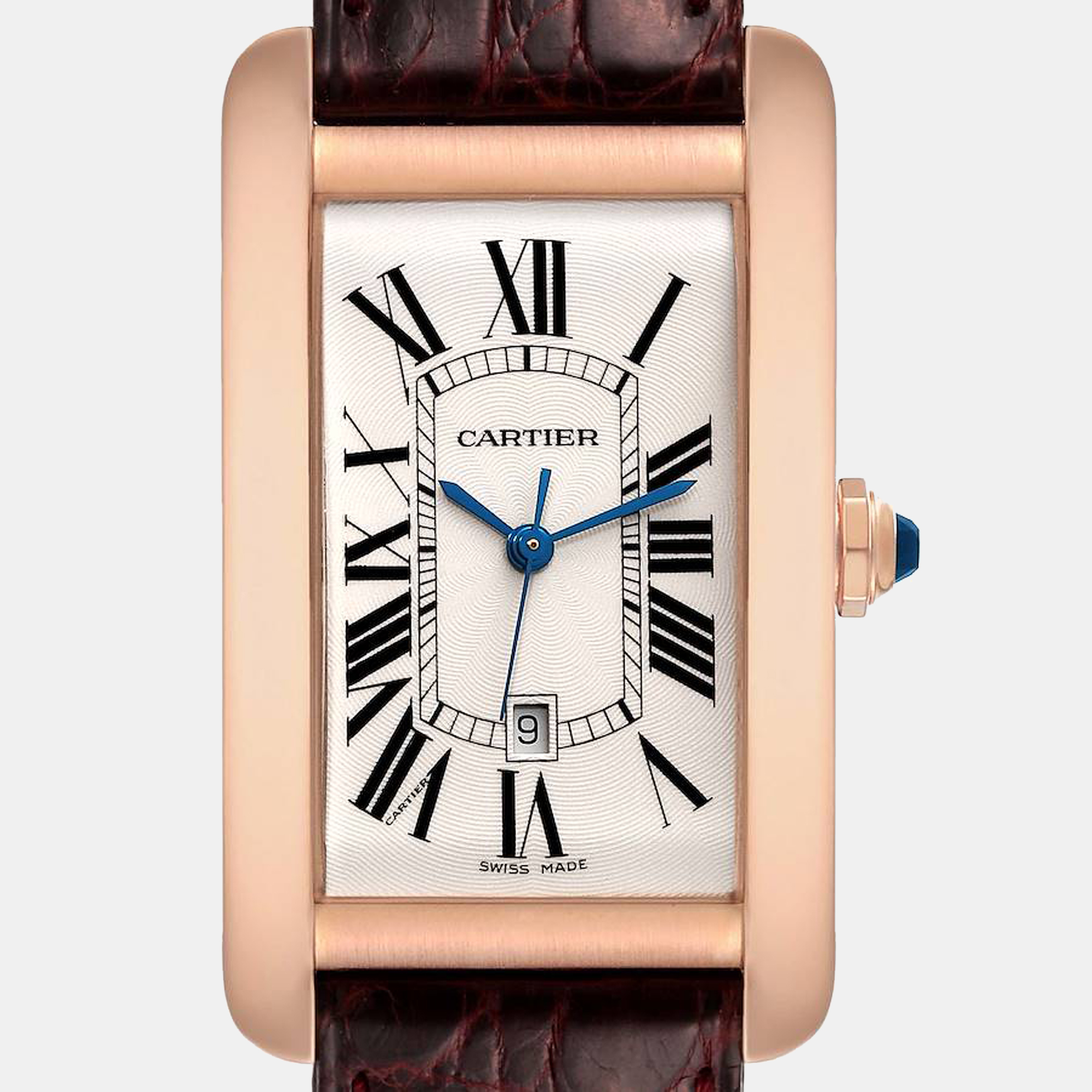 

Cartier Silver 18k Rose Gold Tank Americaine W2609156 Automatic Men's Wristwatch 27 mm