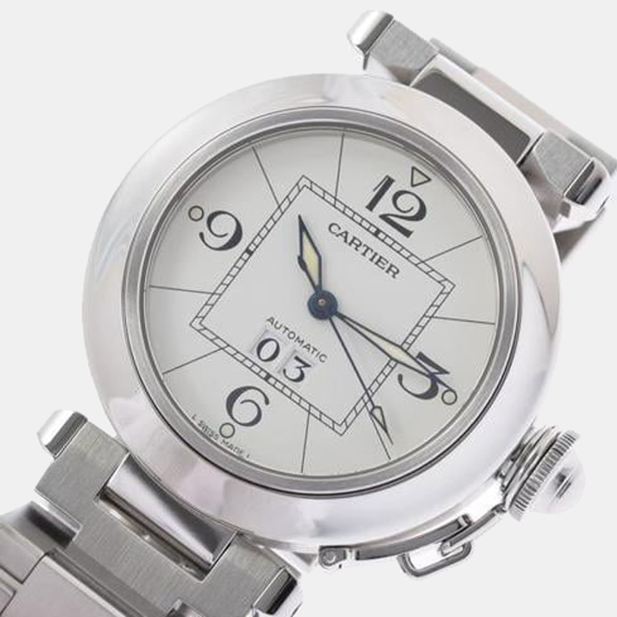 

Cartier White Stainless Steel Pasha C de Cartier W31055M7 Automatic Men's Wristwatch 35 mm