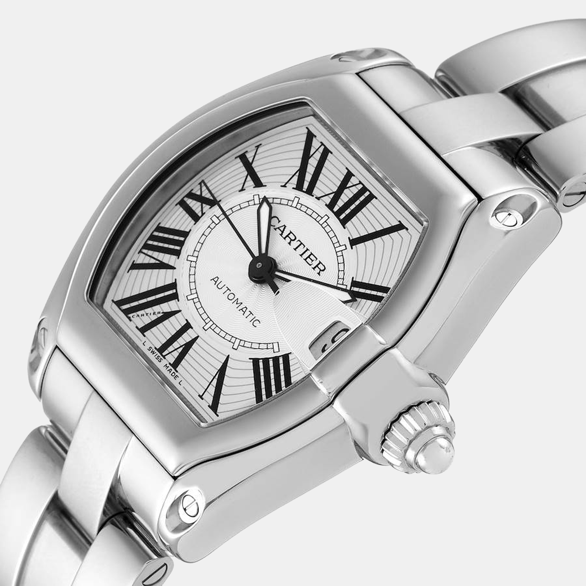 

Cartier Silver Stainless Steel Roadster W62025V3 Automatic Men's Wristwatch 38 mm