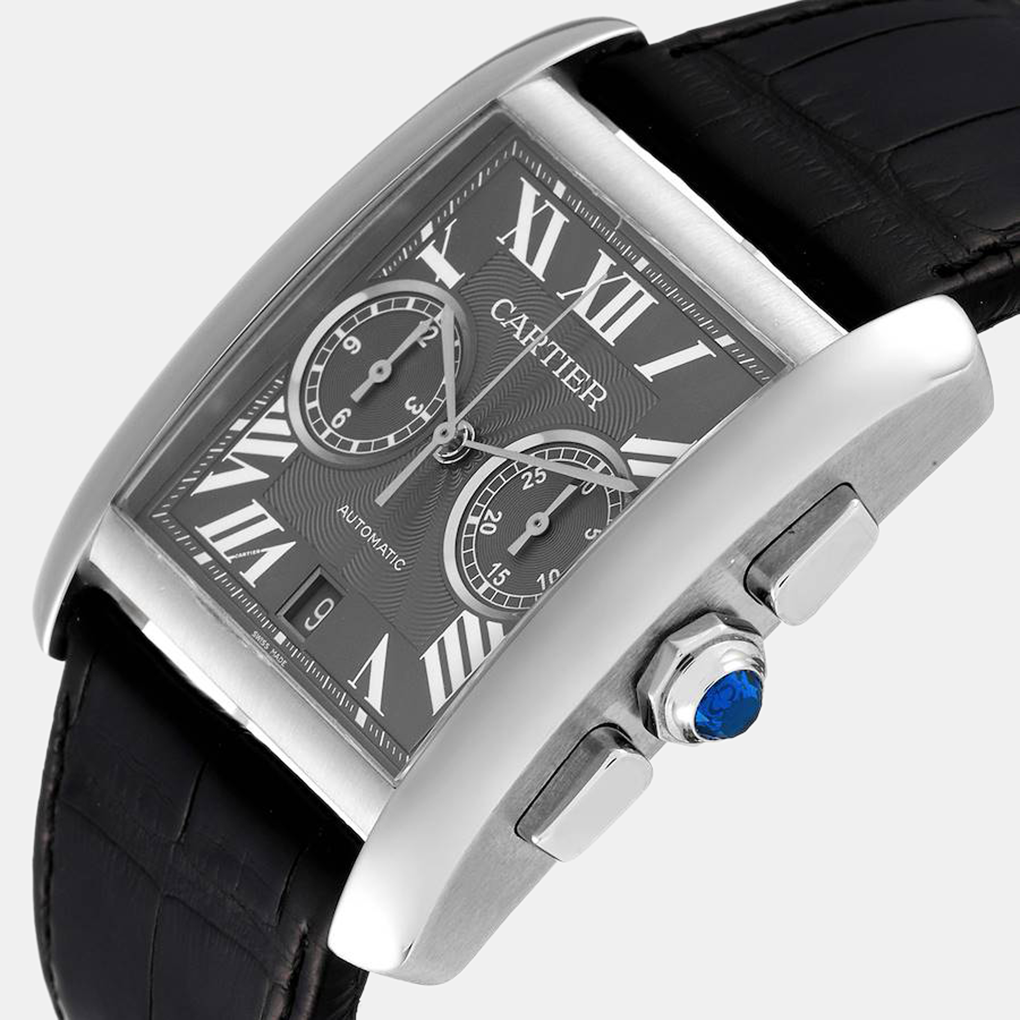 

Cartier Grey Stainless Steel Tank MC W5330008 Automatic Men's Wristwatch 34.3 mm