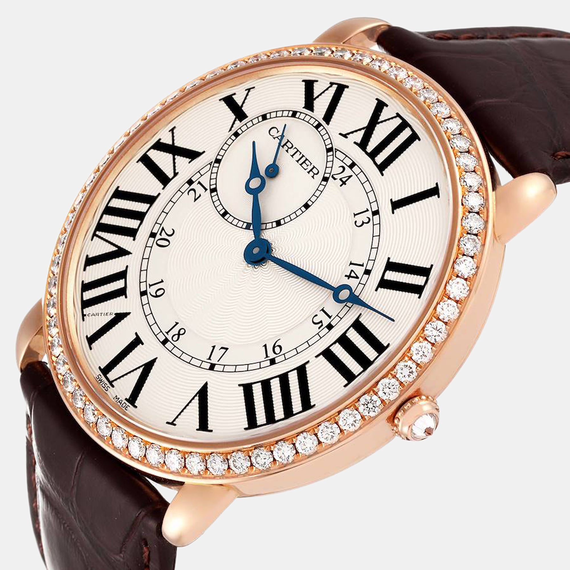 

Cartier Silver 18k Rose Gold Ronde Louis WR007001 Manual Winding Men's Wristwatch 42 mm