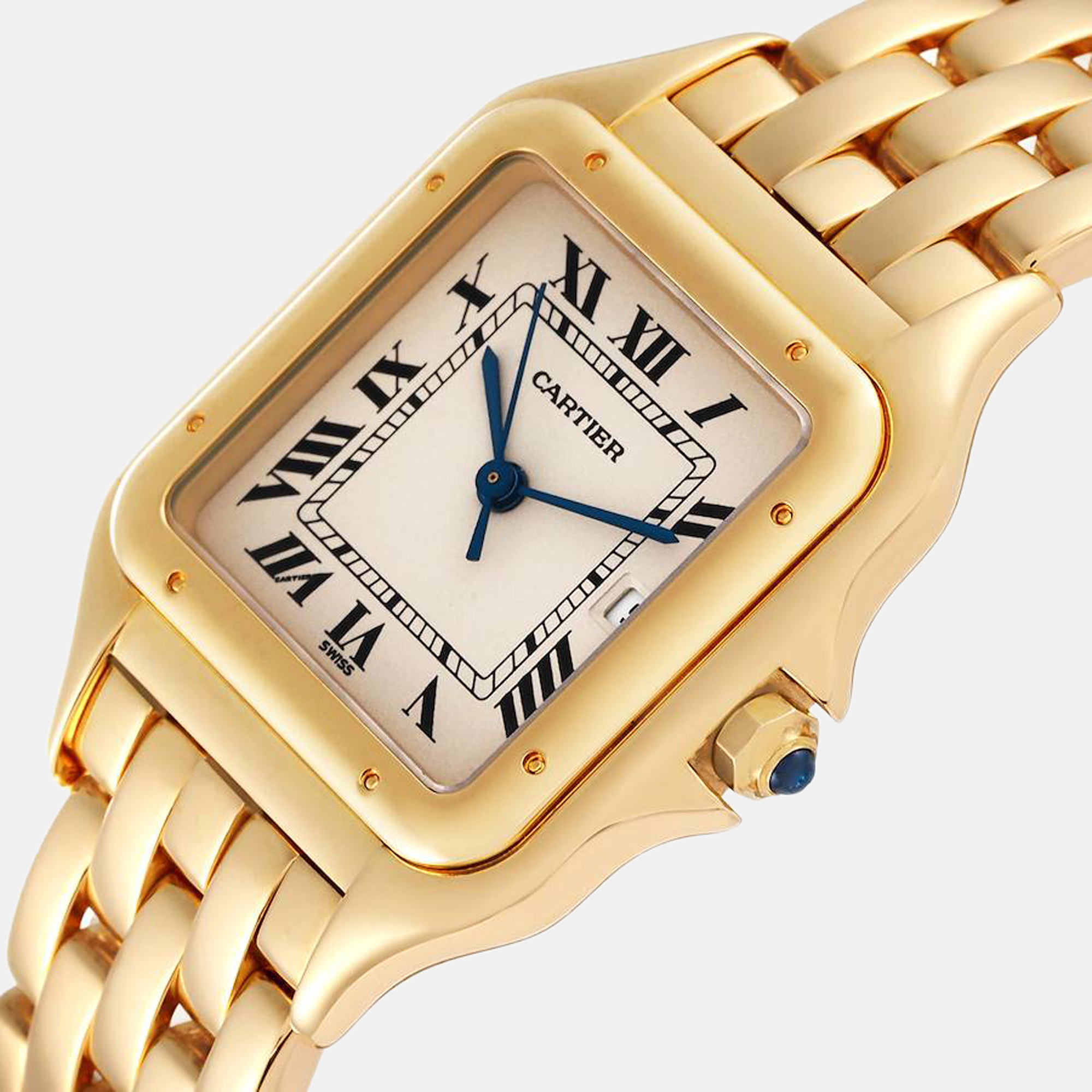 

Cartier Silver 18k Yellow Gold Panthere W25014B9 Quartz Men's Wristwatch 27 mm