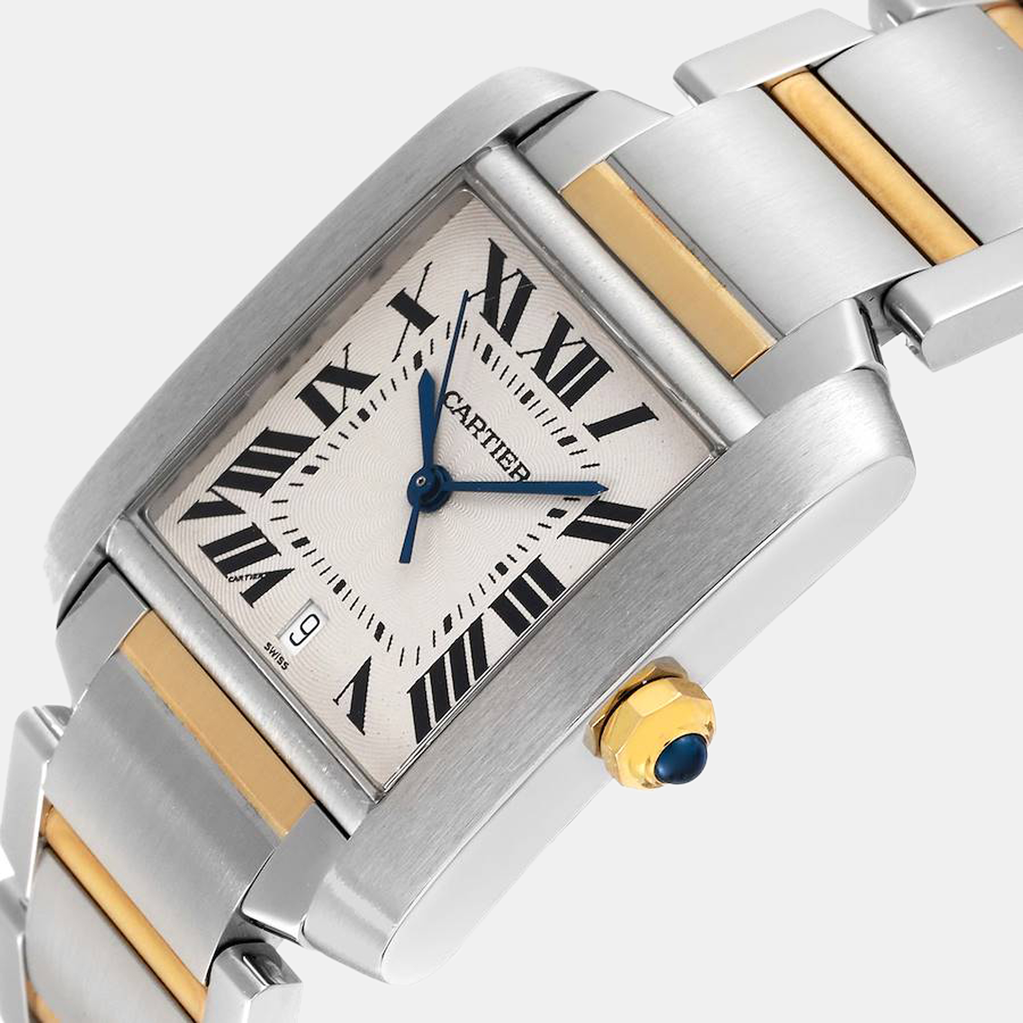 

Cartier Silver 18k Yellow Gold And Stainless Steel Tank Francaise W51005Q4 Automatic Men's Wristwatch 28 mm