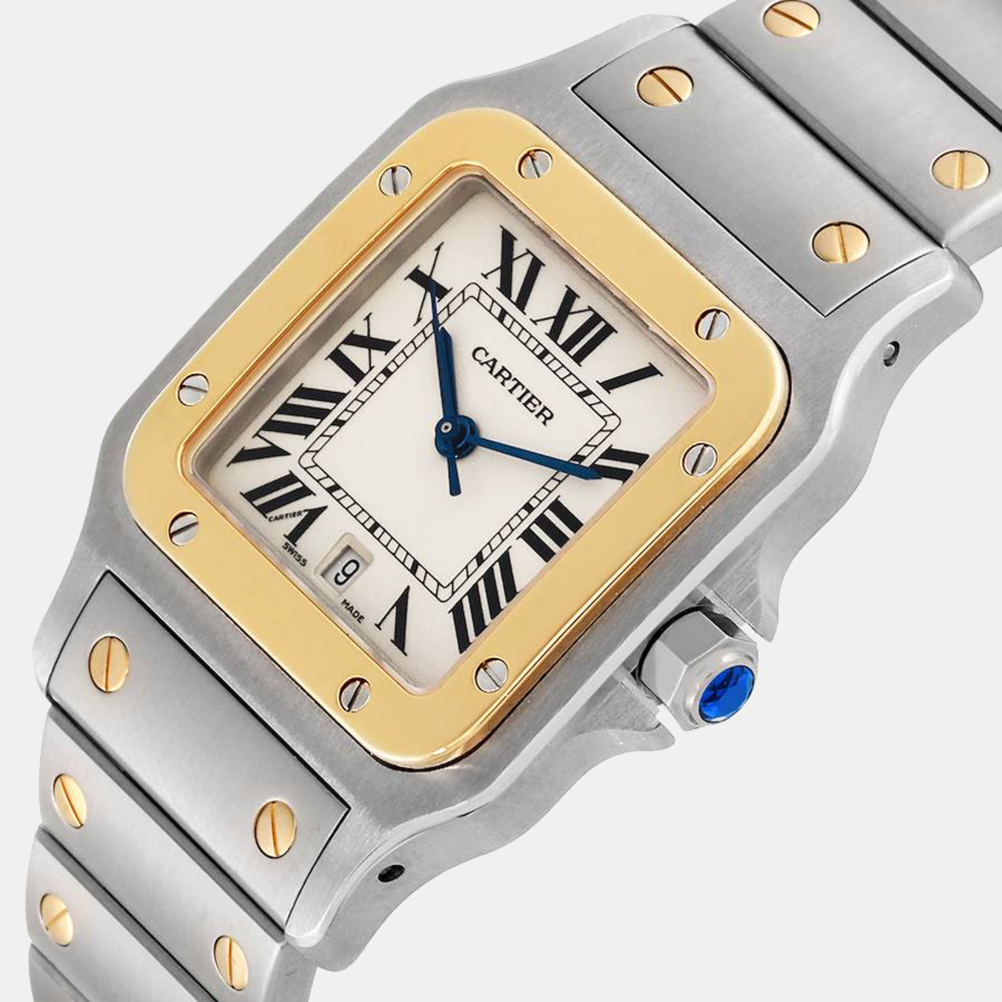 

Cartier Silver 18k Yellow Gold And Stainless Steel Santos Galbee W20011C4 Quartz Men's Wristwatch 29 mm