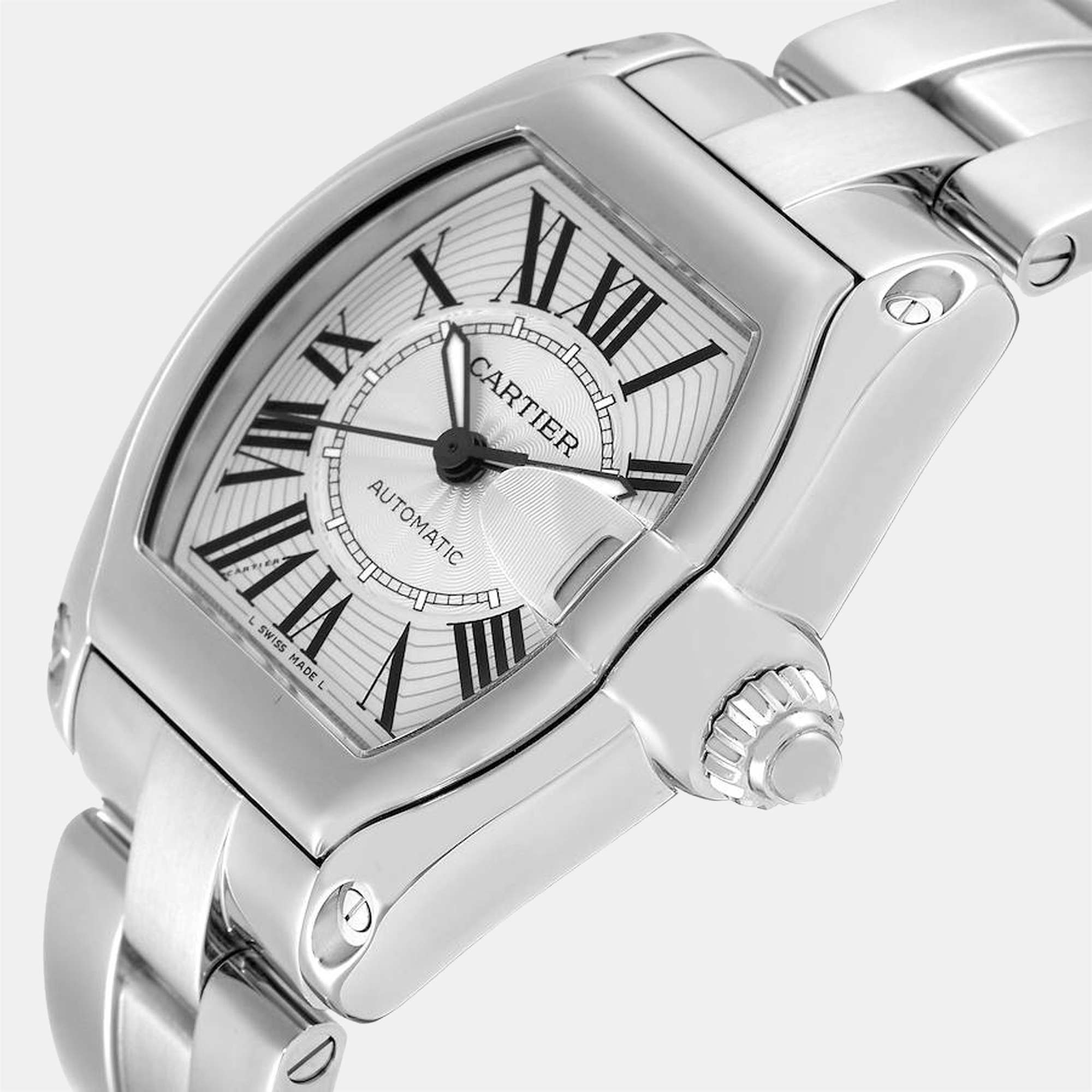 

Cartier Silver Stainless Steel Roadster W62025V3 Automatic Men's Wristwatch 38 mm