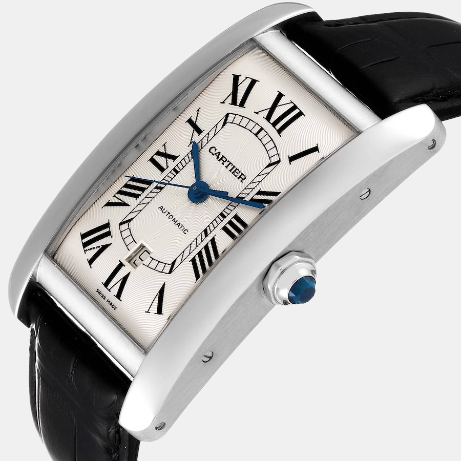 

Cartier Silver 18k White Gold Tank Americaine W2609956 Automatic Men's Wristwatch 31 mm