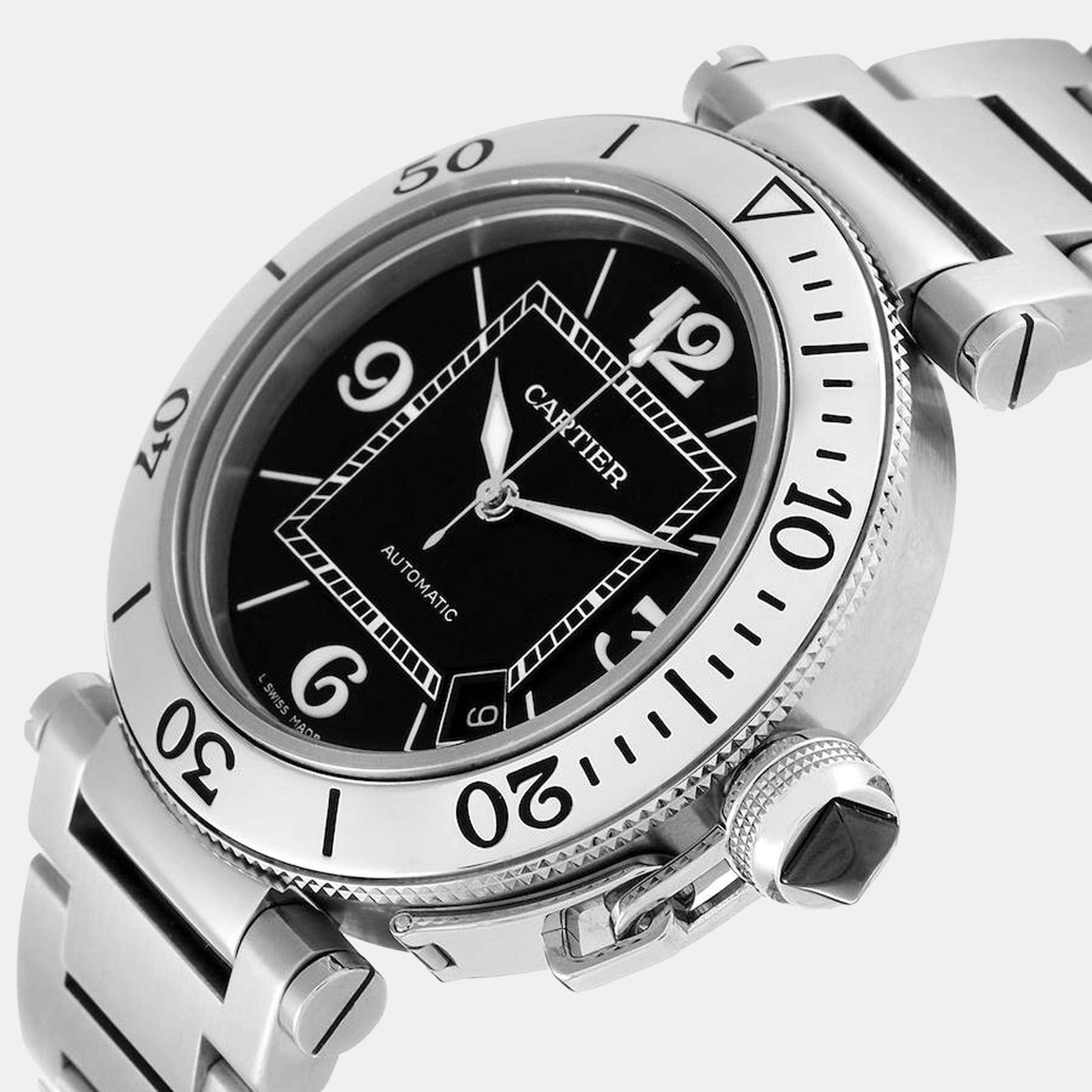 

Cartier Black Stainless Steel Pasha W31077M7 Automatic Men's Wristwatch 40.5 mm