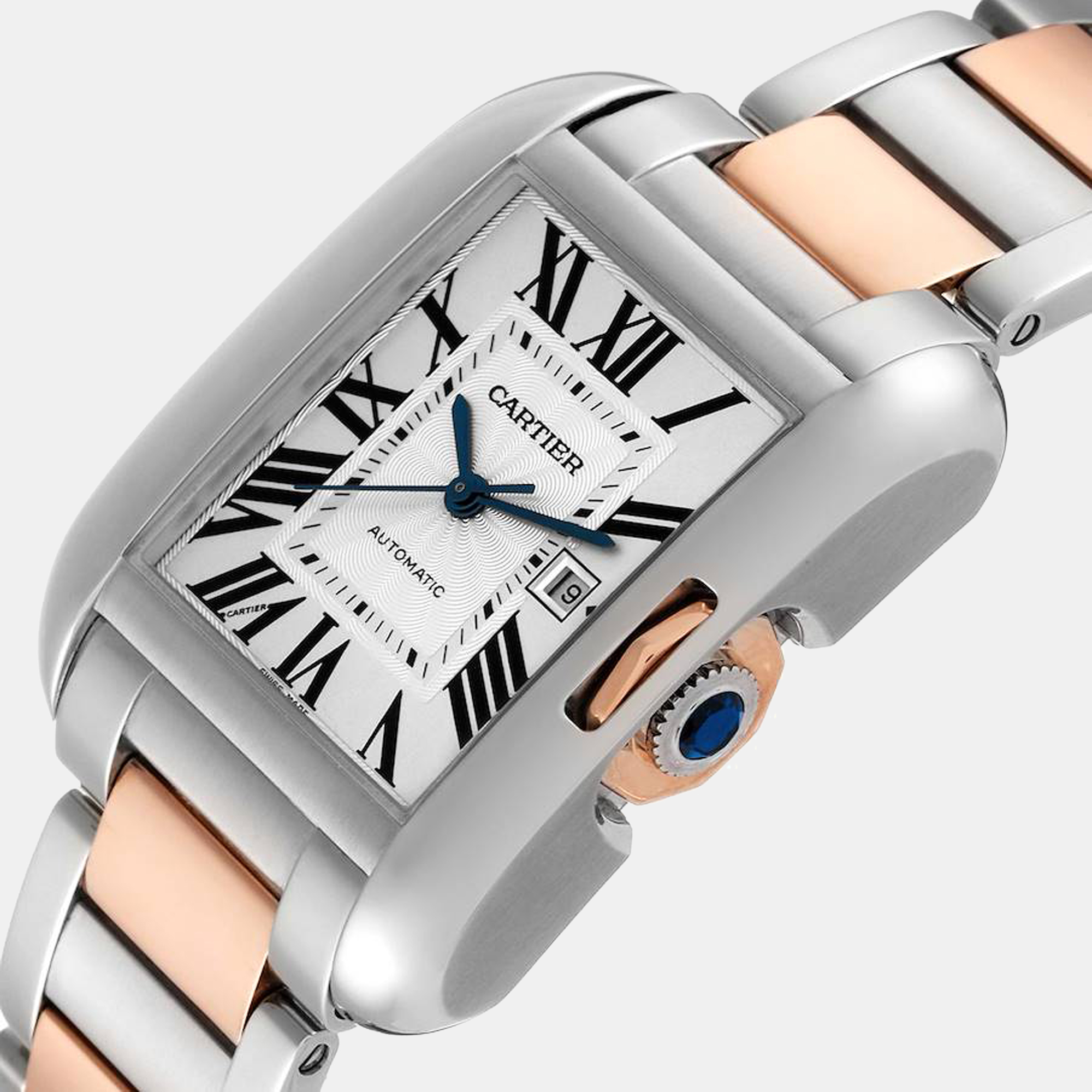 

Cartier Silver 18k Rose Gold And Stainless Steel Tank Anglaise W5310037 Automatic Men's Wristwatch 30 mm