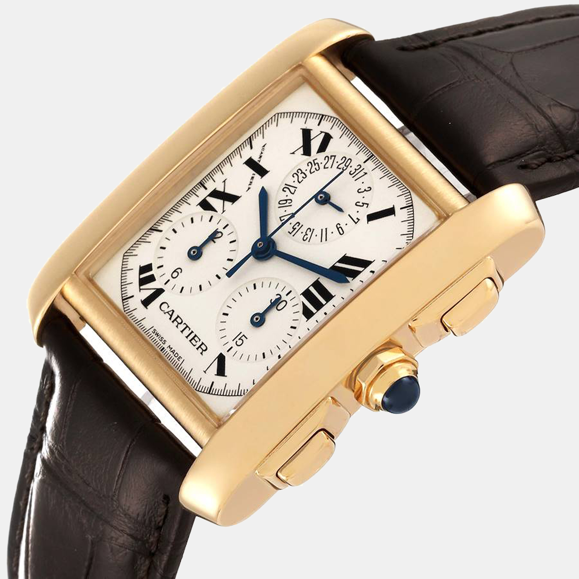

Cartier Silver 18k Yellow Gold Tank Francaise W5000556 Quartz Men's Wristwatch 28 mm