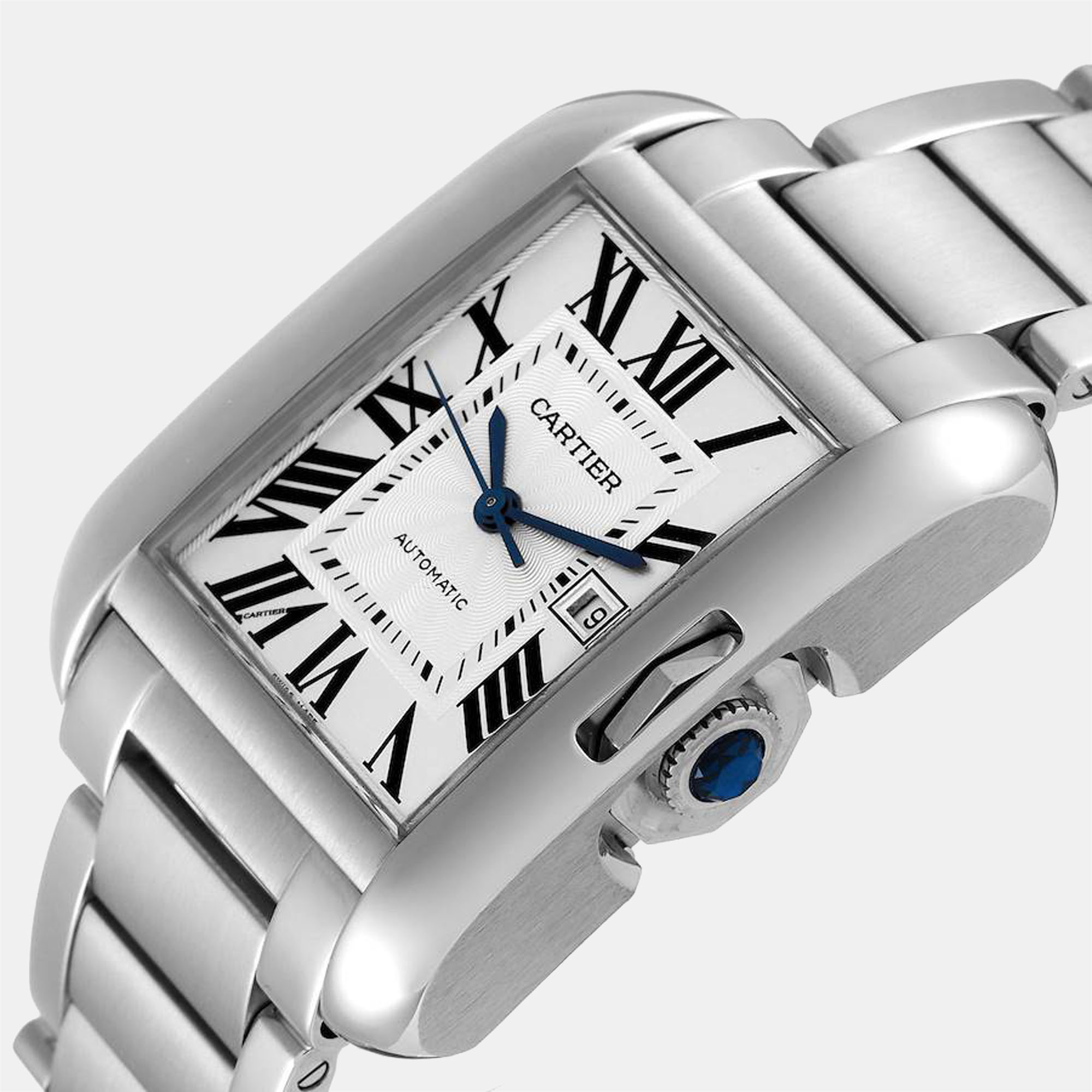 

Cartier Silver Stainless Steel Tank Anglaise W5310009 Automatic Men's Wristwatch 30 mm