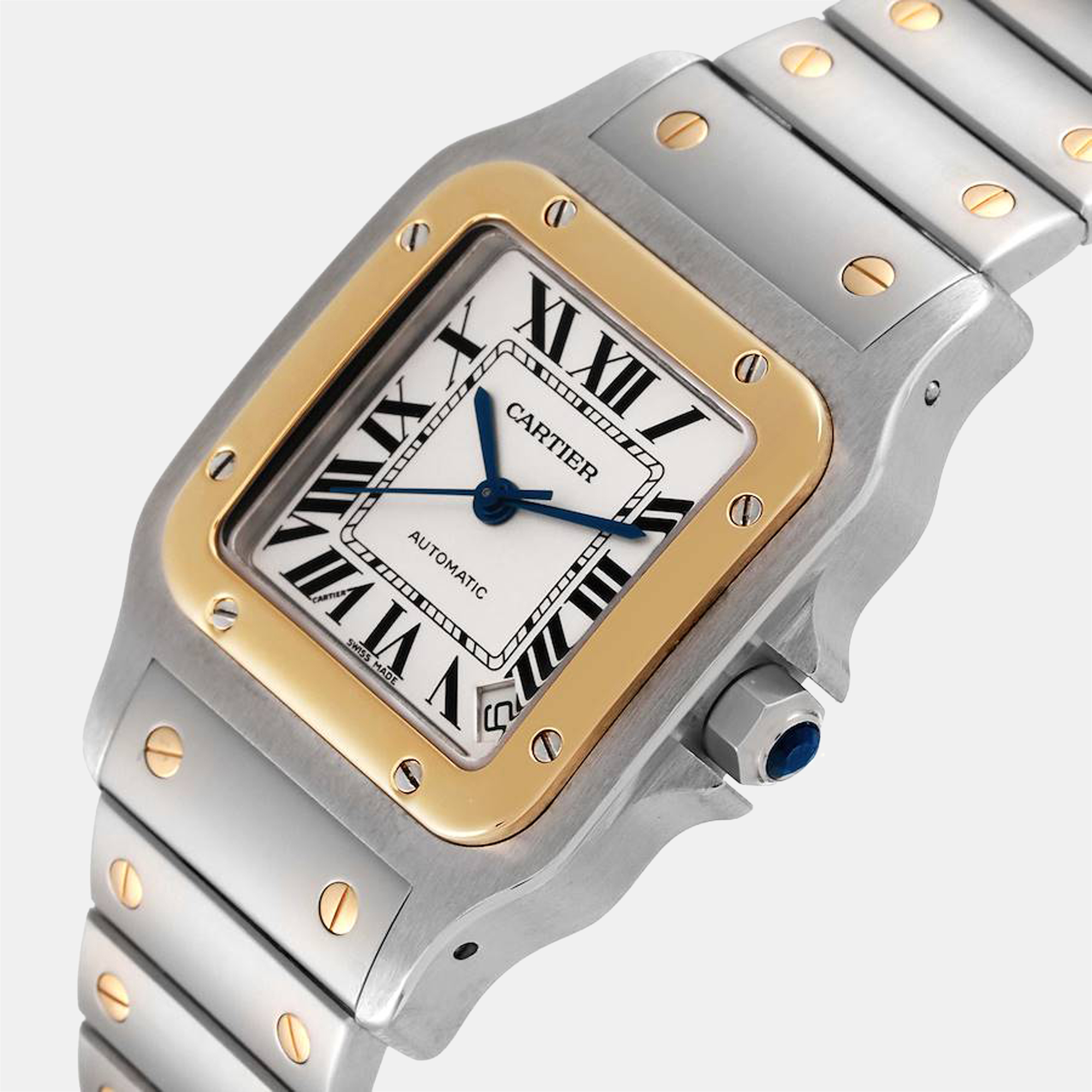 

Cartier Silver 18K Yellow Gold And Stainless Steel Santos Galbee XL W20099C4 Men's Wristwatch 45 mm