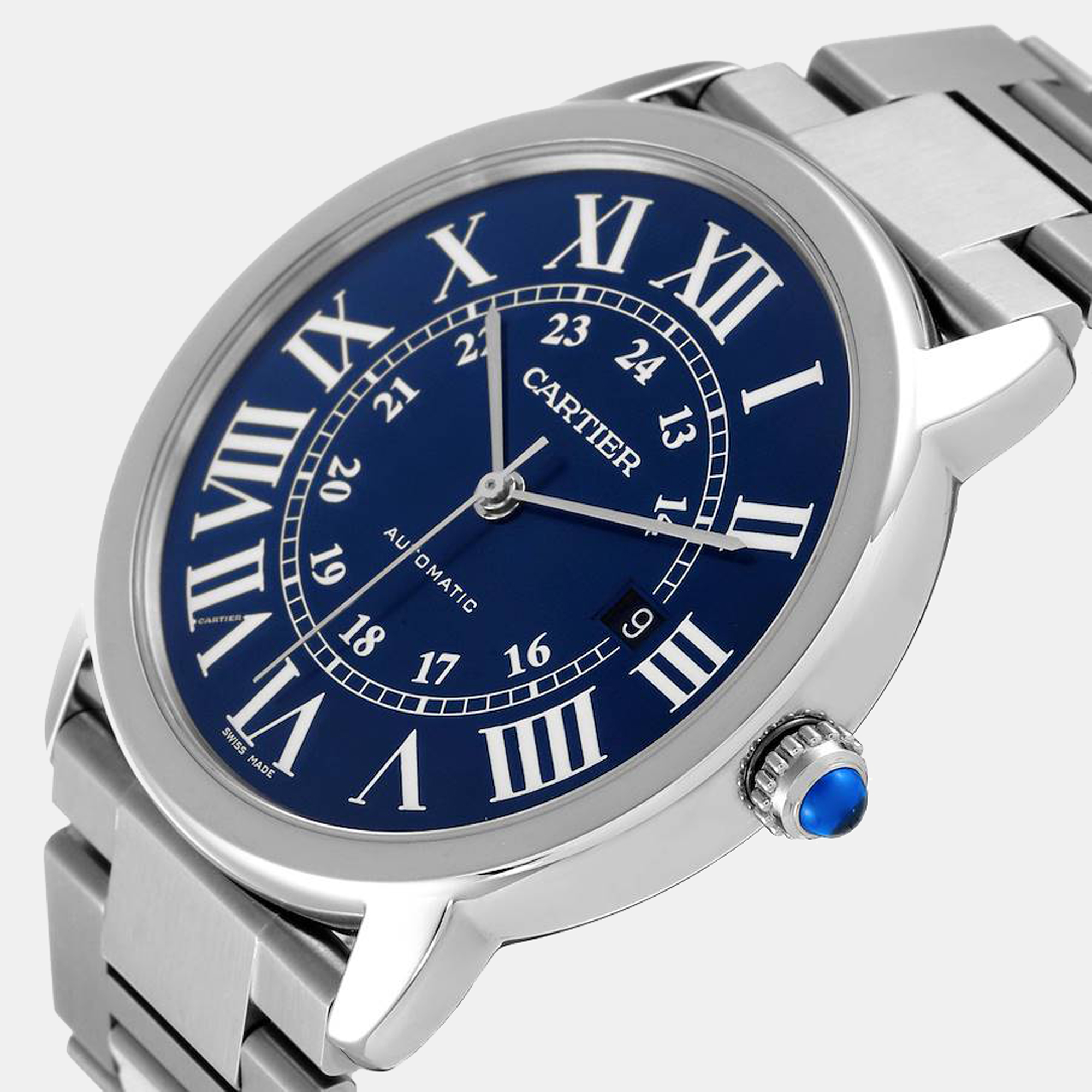 

Cartier Blue Stainless Steel Ronde Solo WSRN0023 Automatic Men's Wristwatch 42 mm