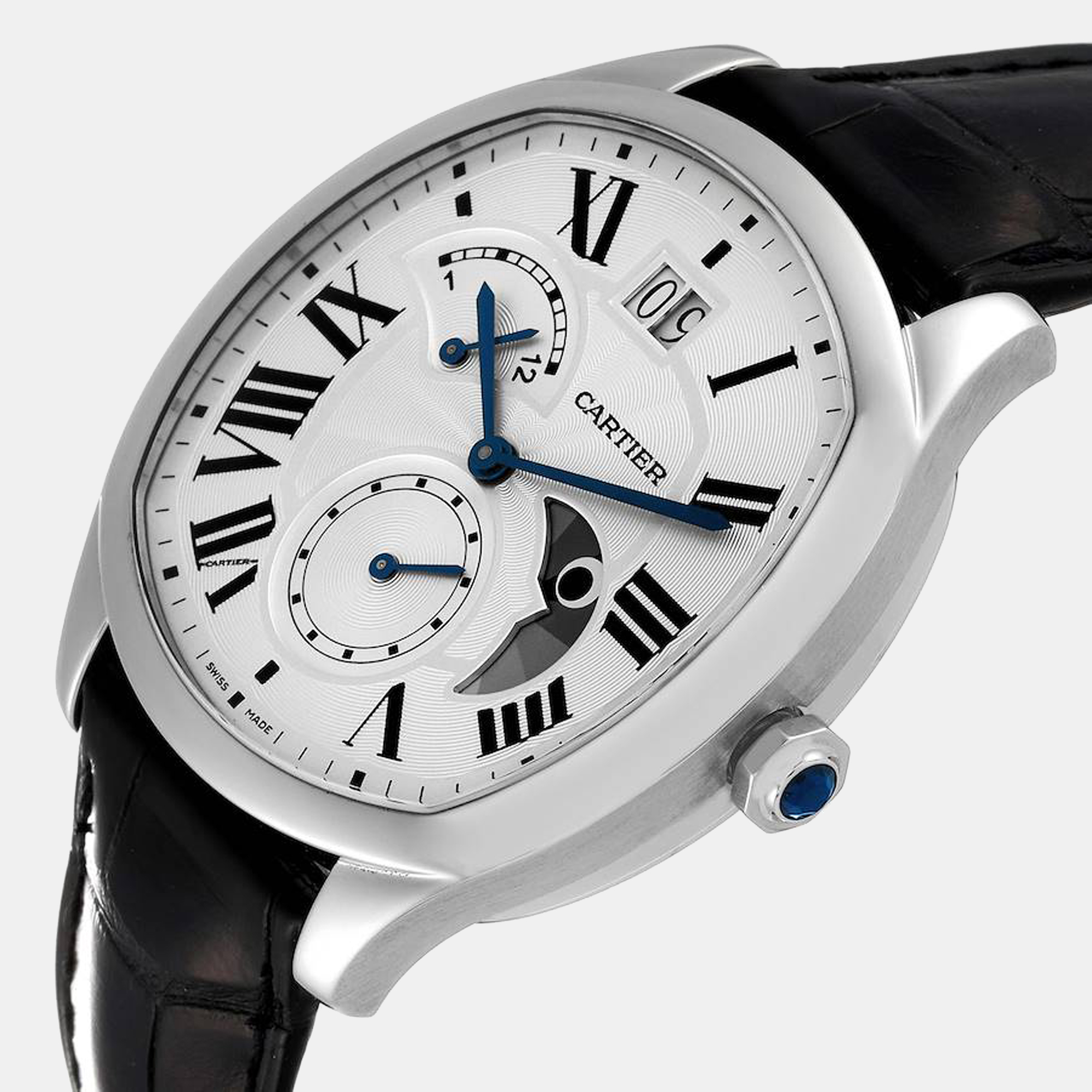 

Cartier Silver Stainless Steel Drive Retrograde WSNM0005 Men's Wristwatch 40 mm