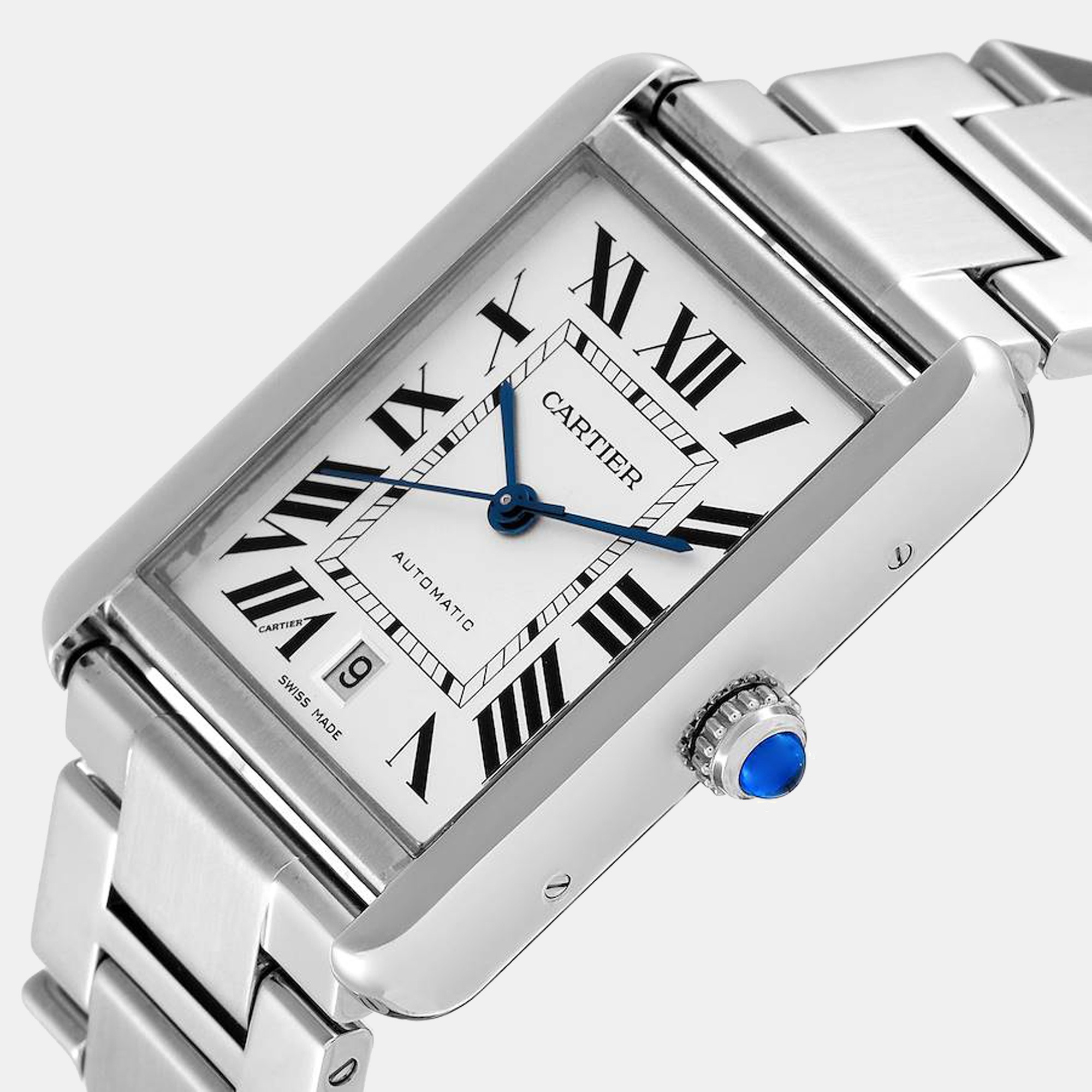 

Cartier Silver Stainless Steel Tank Solo XL W5200028 Automatic Men's Wristwatch 40 mm