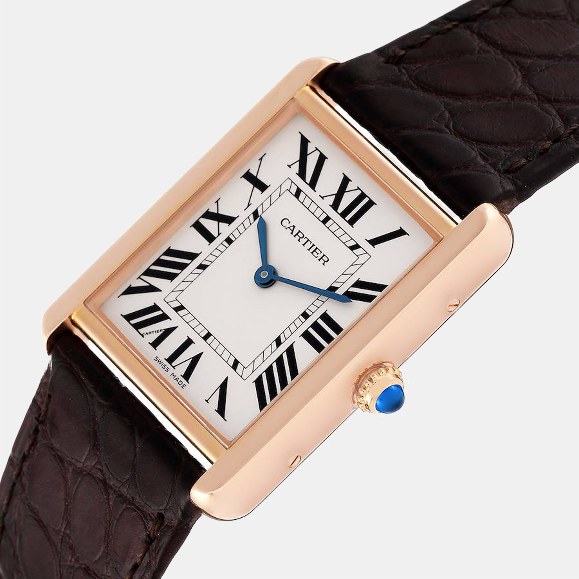 

Cartier Silver 18K Rose Gold Tank Solo W5200025 Women's Wristwatch 34 mm