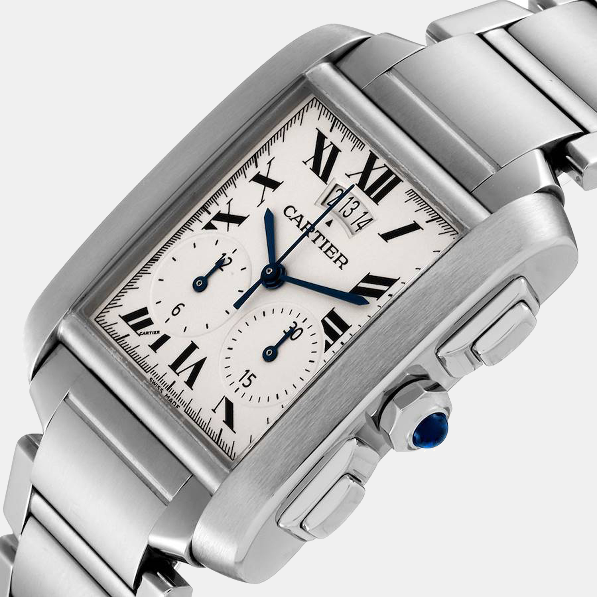 

Cartier Silver Stainless Steel Tank Francaise W51024Q3 Automatic Men's Wristwatch 37 mm