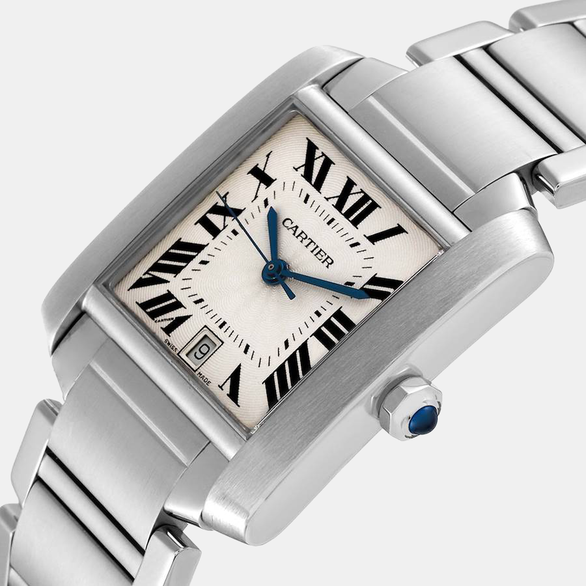 

Cartier Silver Stainless Steel Tank Francaise W51002Q3 Automatic Men's Wristwatch 28 mm