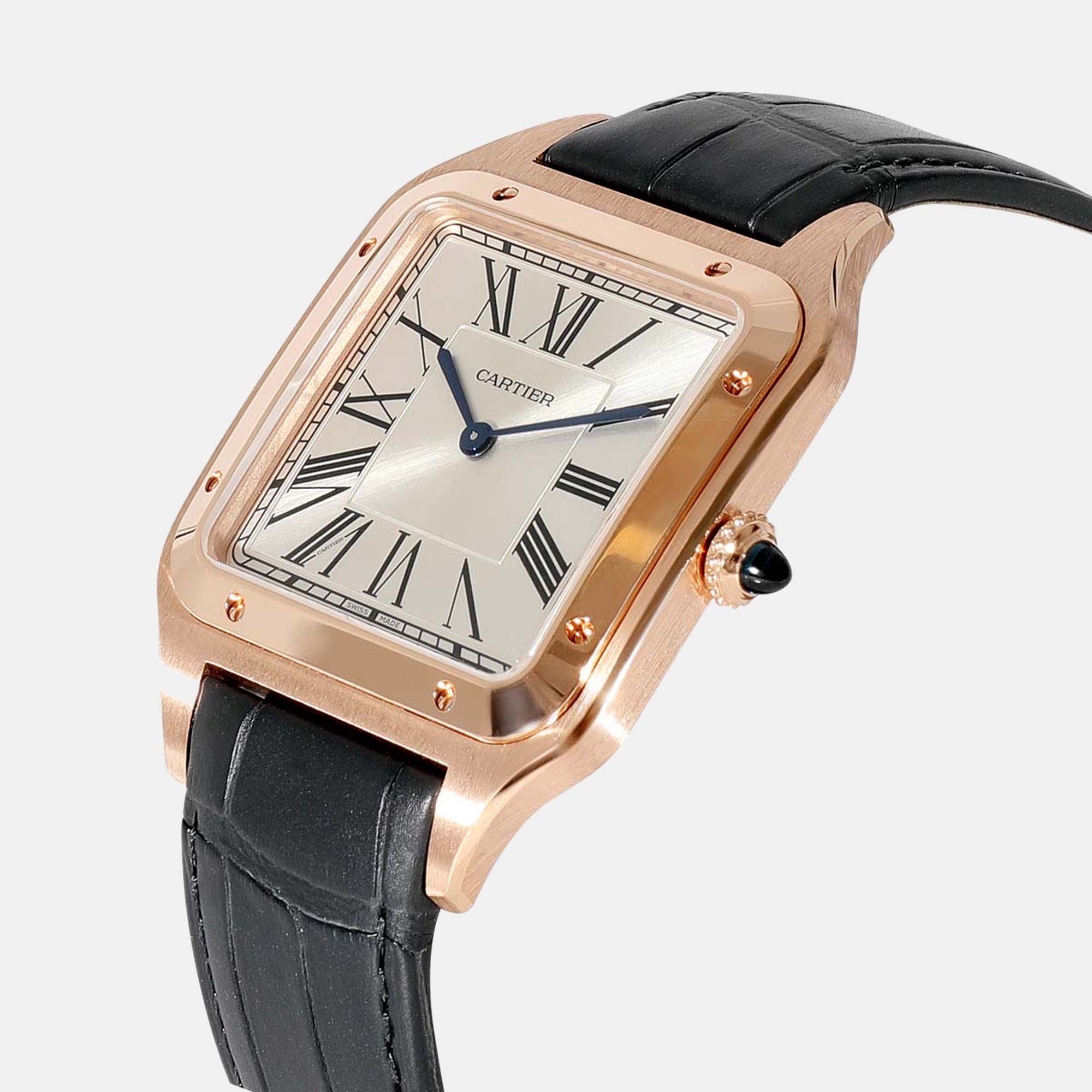 

Cartier Silver 18K Rose Gold Santos Dumont WGSA0032 Men's Wristwatch 34 mm